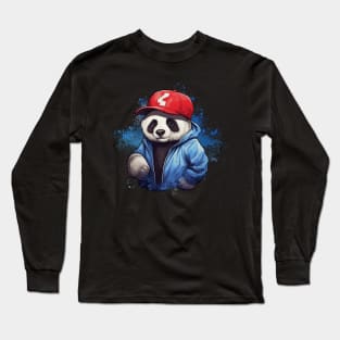 Cute panda wearing baseball cap Long Sleeve T-Shirt